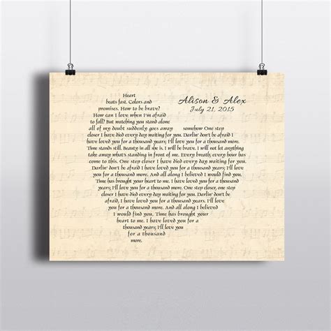 Customized Anniversary Wedding T Any Song Lyrics Etsy