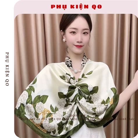 Khăn Choàng Lụa Đi Biển Bản To 80X180 Áo Choàng Bikini Quàng Cổ Choàng Vai Phong Cách Vintage