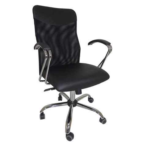 Cadeira New Eco Diretor Girat Ria De Tela Mesh Reclin Vel Base Cromada