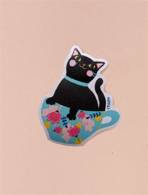 Sticker lavable gato negro - Virginia Piñón