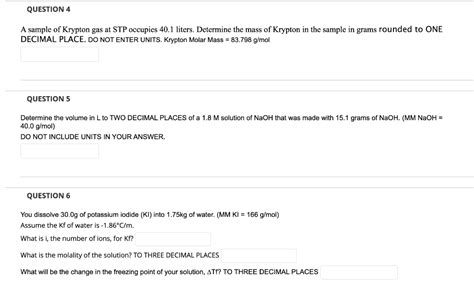 Solved A sample of Krypton gas at STP occupies 40.1 liters. | Chegg.com