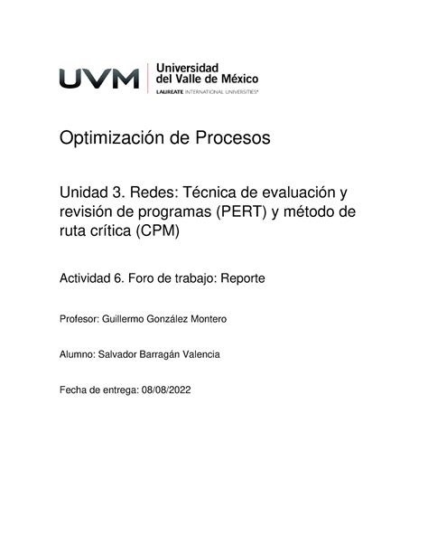 A6 SBV Actividad Optimización de procesos Optimización de Procesos