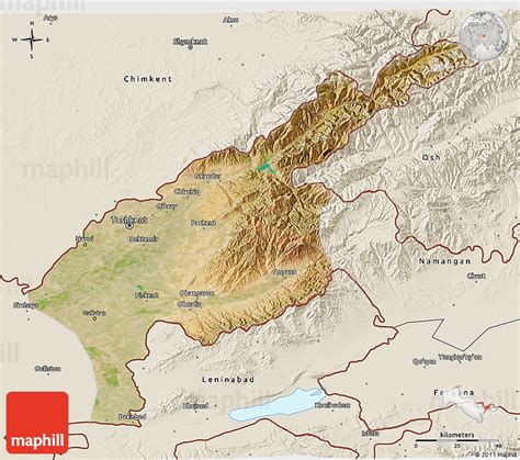 Satellite 3d Map Of Tashkent Oblast Shaded Relief Outside