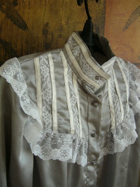 Vintage Victorian Style Satin Blouse By Buttonsnsuch On Etsy