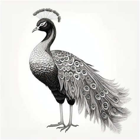 Ilustraci N De Silueta De Pavo Real En Blanco Y Negro Foto Premium