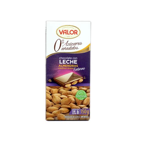 Valor Chocolate Leche Az Car G Milk Chocolate With Almonds Sugar