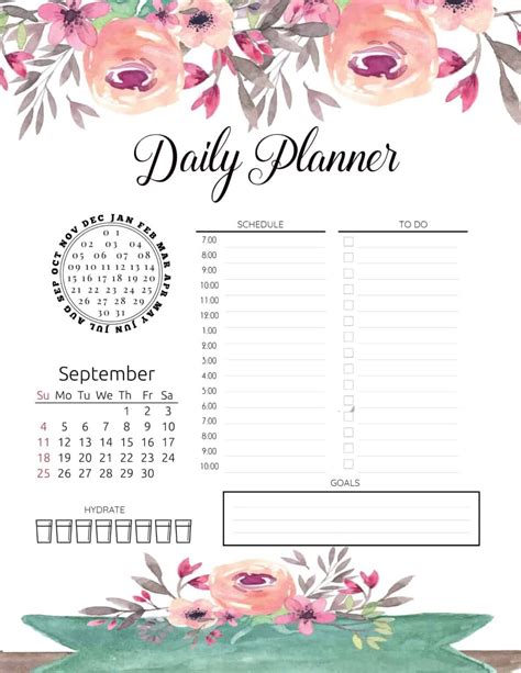 Hourly planner template