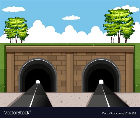 Two Tunnels On Road Royalty Free Vector Image Vectorstock