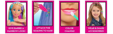 Barbie Rainbow Sparkle Deluxe Styling Head Blonde Hair Multi Color Amazon Ca Toys Games