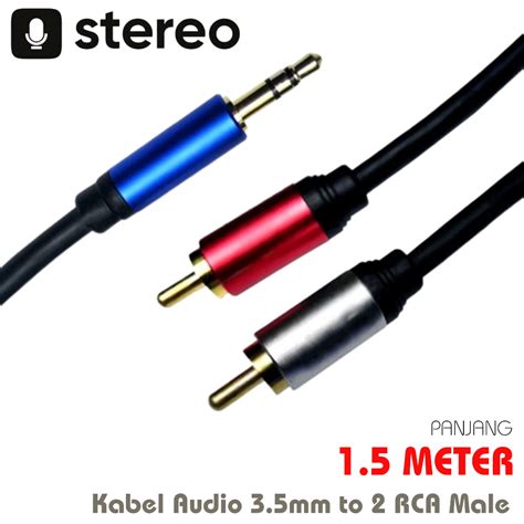 Jual Kabel Aux Jack 3 5mm To RCA Cable Aux 1 Ke 2 Audio Kabel Shopee