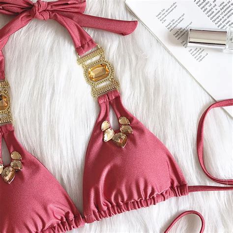 Damochic Crystal Luxury Bikini Push Up Diamond Thong