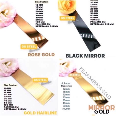 Jual LIST PLAT STRIP ROSE GOLD BLACK MIRROR GOLD MIRROR GOLD HAIRLINE