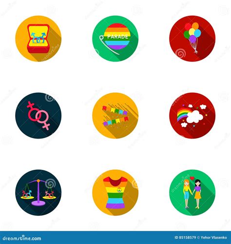 Gay Set Icons In Flat Style Big Collection Of Gay Vector Symbol Stock Illustration Stock Vector