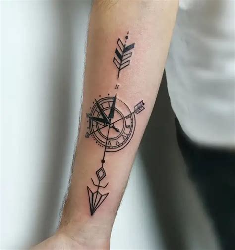 Arrow Compass Tattoo Wrist