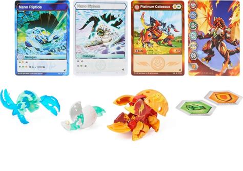 Bakugan Evolutions Colossus And Nano Riptide And Siphon Platinum Power