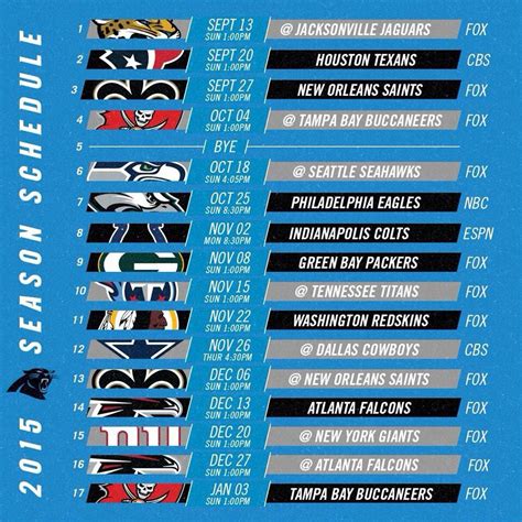 2015 Panthers Schedule Panthers Carolina Panthers | Printable Schedule