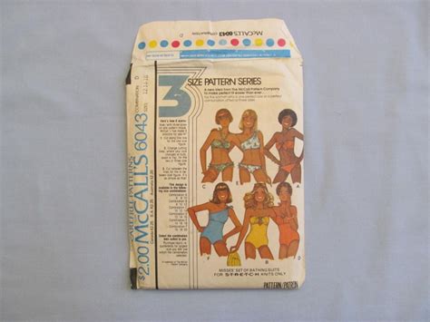 1978 Sewing Pattern Bathing Suits One Piece Swimsuit Two Piece Bikini Uncut Mccalls 6043