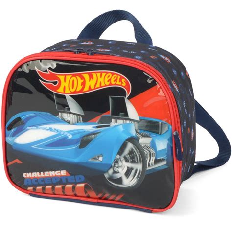 Lancheira Hot Wheels Azul LA HW Luxcel PT UN Escolar Kalunga