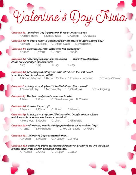 Valentines Day Trivia Questions And Answers Printable