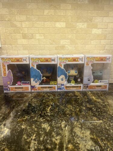 Beerus Flocked Ssgss Goku Vegeta Powering Up Whis Dragon Ball Super Funko Pops 3 4606771874