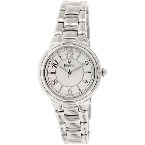 Shop Bulova Womens Diamond Stainless Steel Quartz Watch With Mother Of