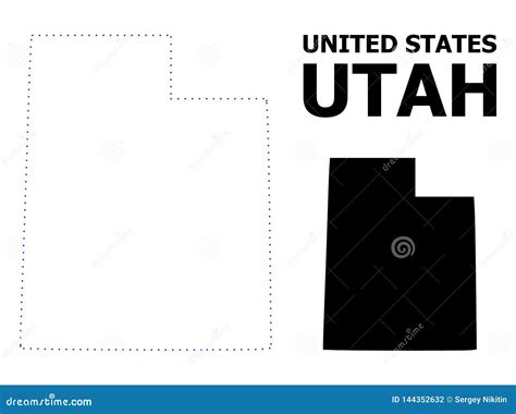 Vector Contour Dotted Map Of Utah State With Caption Stock Vector