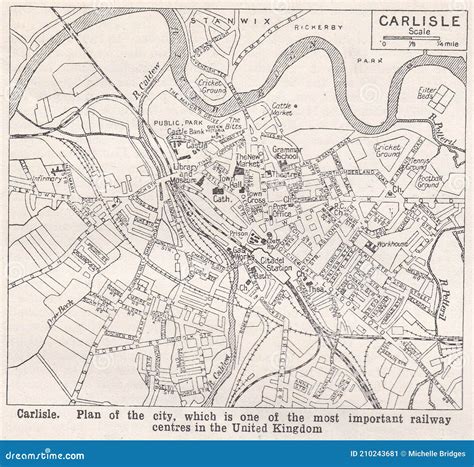 vintage map carlisle editorial photo illustration carlisle district