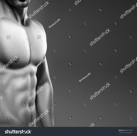 Muscular Man Naked Chest Posing Studio Stock Photo Shutterstock