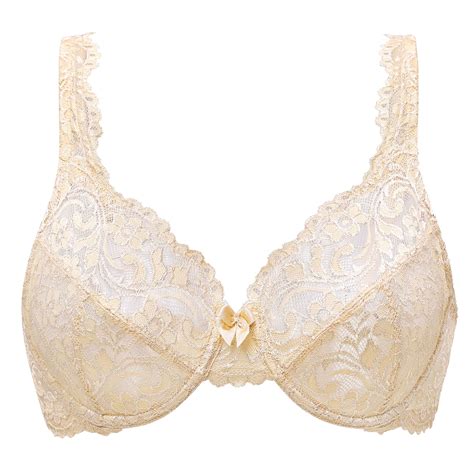 Meleneca Women S Full Coverage No Padding Plus Size Lace Underwire Bra Beige 44b