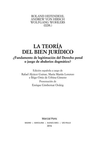 TEORÍA DEL BIEN JURÍDICO Fundamento de legitimación penal o juego de