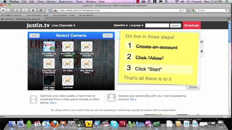 Broadcasting on Justin.tv: A Guided Tour - YouTube