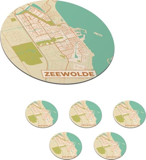 Onderzetters Voor Glazen Rond Kaart Zeewolde Vintage X Cm