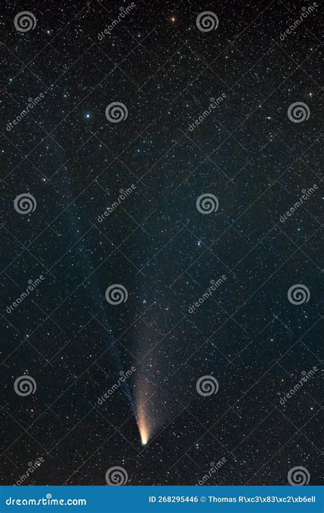 Comet C2020 F3 NEOWISE Bright Nucleus And Comet S Ion Tail Stock