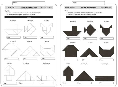 Grandeurs Et Formes Puzzles Géométriques « Le Méli Mélo Cycle 1