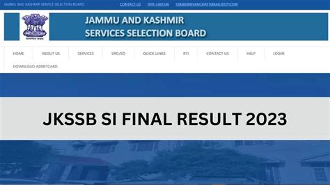 JKSSB SI PET PST Result 2023 Declared At Jkssb Nic In Know How To Check