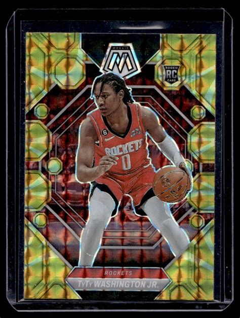 2022 23 Panini Mosaic TyTy Washington Jr Yellow Reactive Prizm RC 205