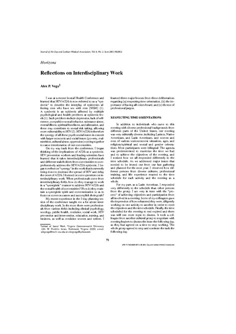 Horizons Reflections On Interdisciplinar Journal Of The Gay And Lesbian Medical Association