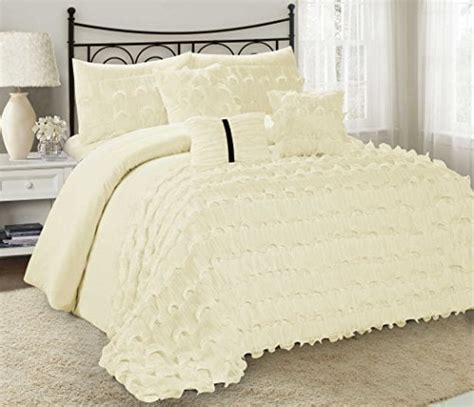 7 Piece Alustra Solid Color Ruffled Clearance Bedding Comforter Set