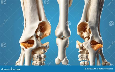 3D Rendering Of A Human Knee Joint With Detailed Bone Structure Stock