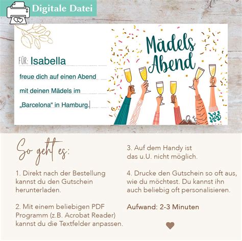 Mädelsabend Gutschein zum Personalisieren Hier PDF Download