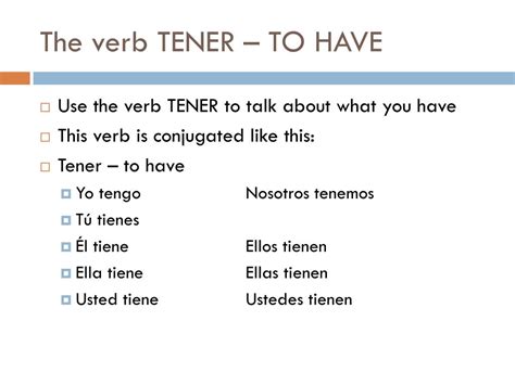 Tener Verb Chart A Visual Reference Of Charts Chart Master