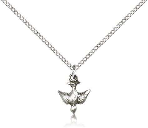 Sterling Silver Small Descending Dove Holy Spirit Necklace