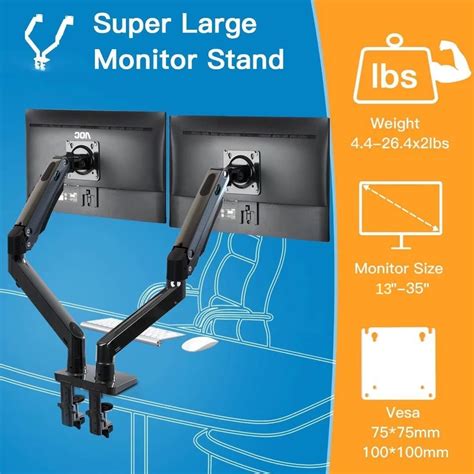 Huanuo Dual Monitor Stand Mount For Two Screens With W Usb