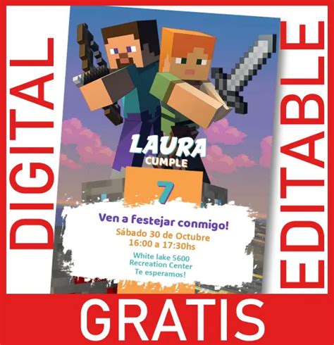 Tarjetas De Invitacion De Minecraft Gratis