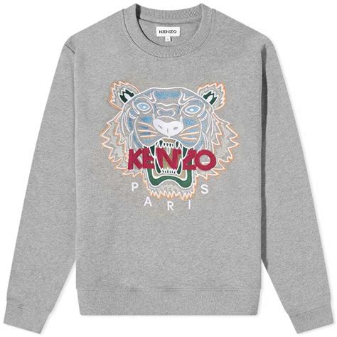 Kenzo Men S Embroidered Tiger Crew Sweat In Dove Grey Kenzo