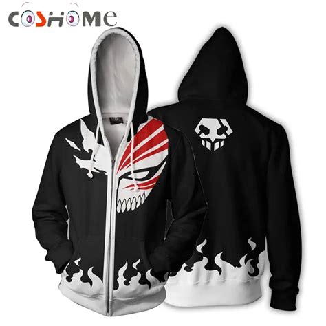 Coshome Anime Bleach Ichigo Kurosaki Cosplay Costumes Men Women Hoodie