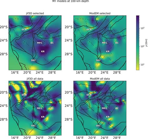 Horizontal Slices Through The Inversion Models At A Depth Of 100 Km