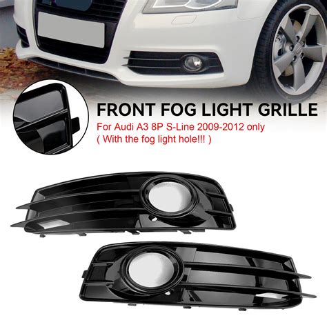 Front Lower Bumper Grille Fog Light Cover Fit Audi A3 8P S Line 2009