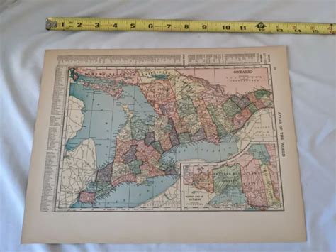 1900s Antique Full Color Ontario Quebec Map Wall Art Decor £9 85 Picclick Uk