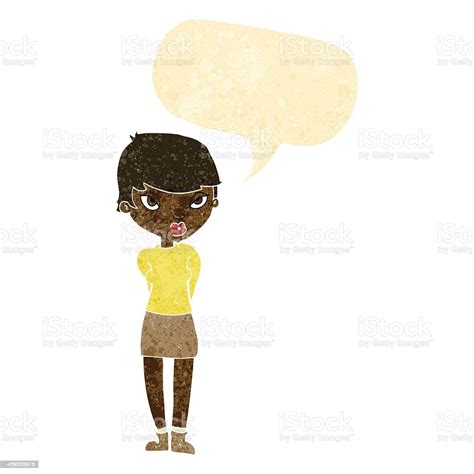 Cartoon Shy Woman With Speech Bubble Stock Illustration Download Image Now 2015 Adult